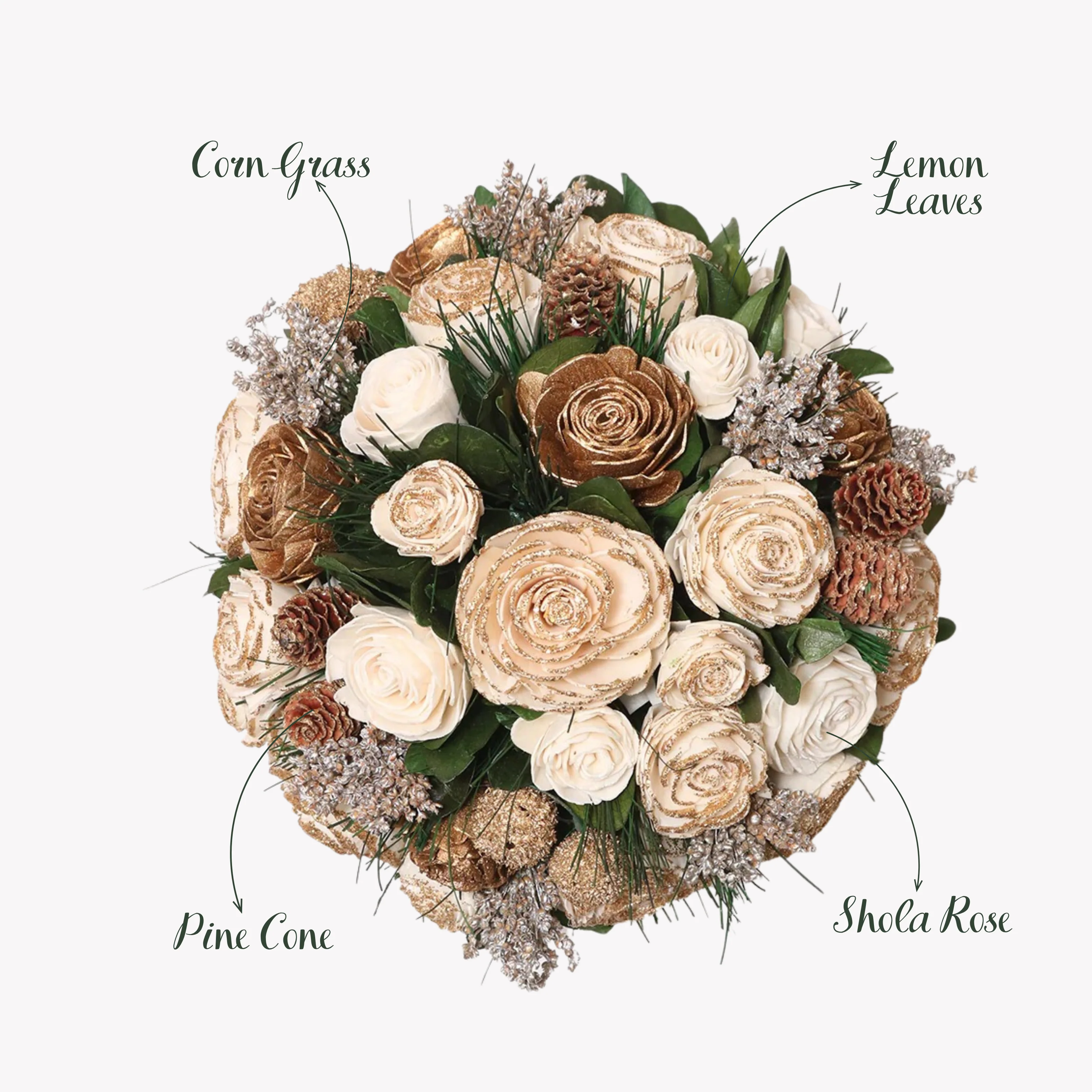 Beige & Gold Flower Pot - Image 3