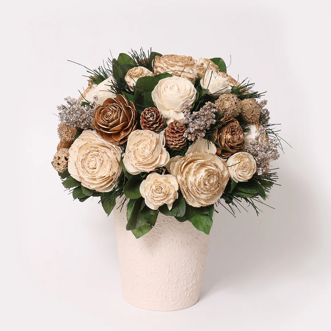 Beige & Gold Flower Pot - Image 6