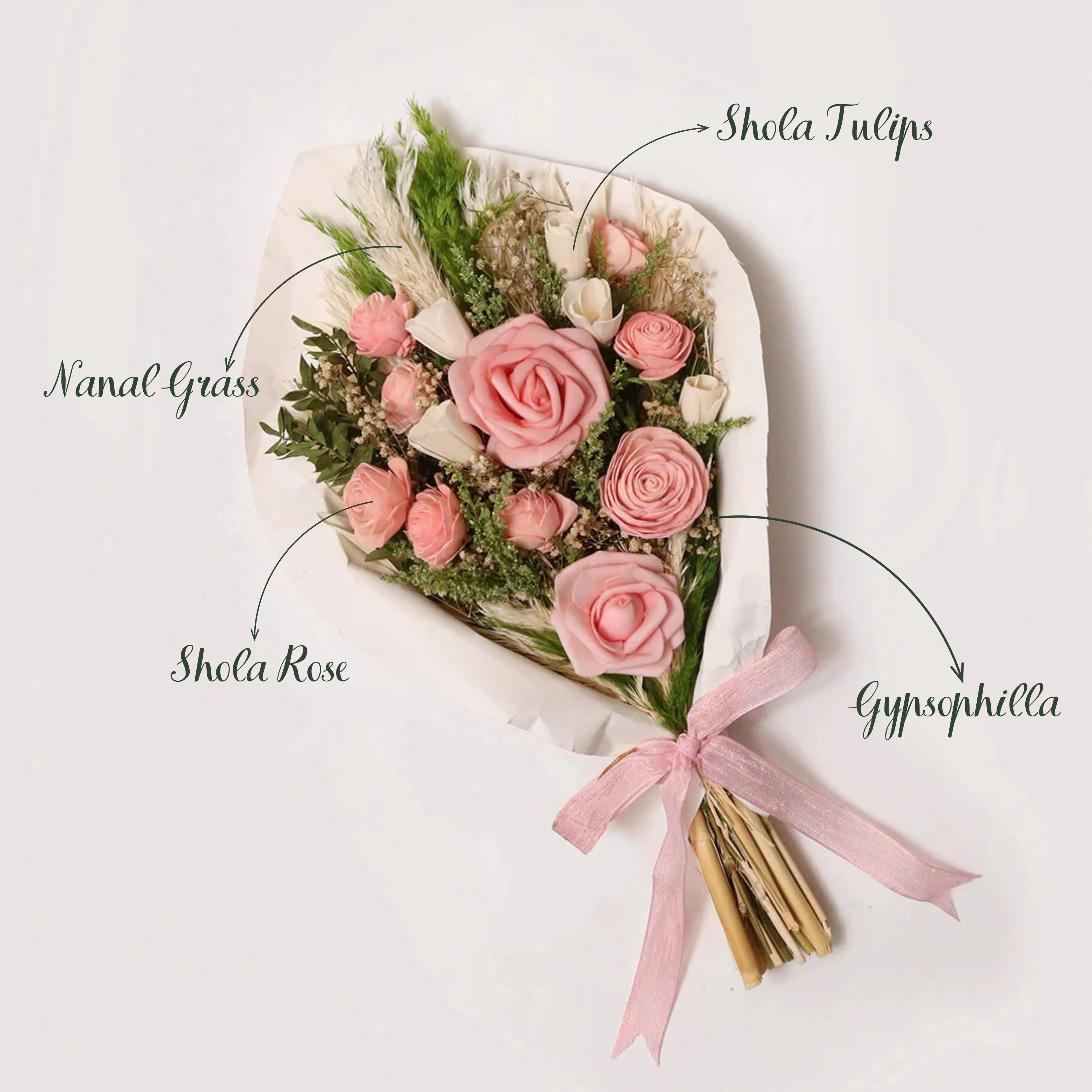 Blush Rush Dried Flower Bouquet - Image 3