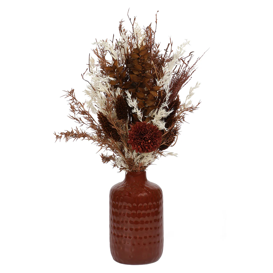 Walnut Bliss Ceramic Vase with Flowers - Image 3