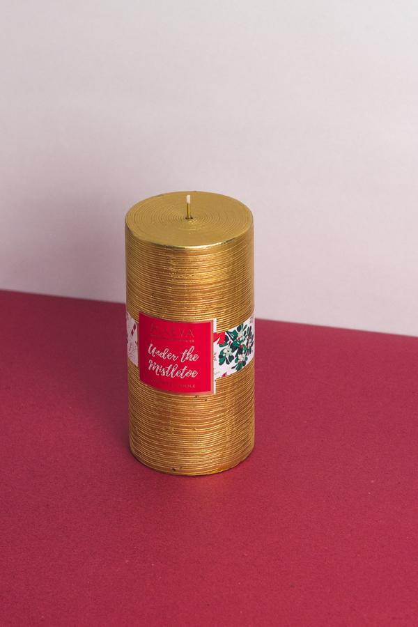 Golden Christmas Pillar Candle - Image 6