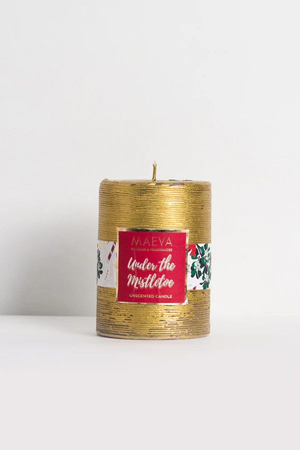 Golden Christmas Pillar Candle - Image 7