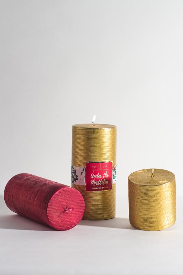 Golden Christmas Pillar Candle - Image 9