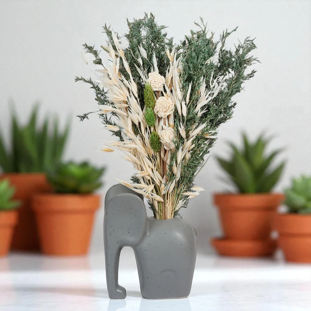 Elephant Vase with Flowers