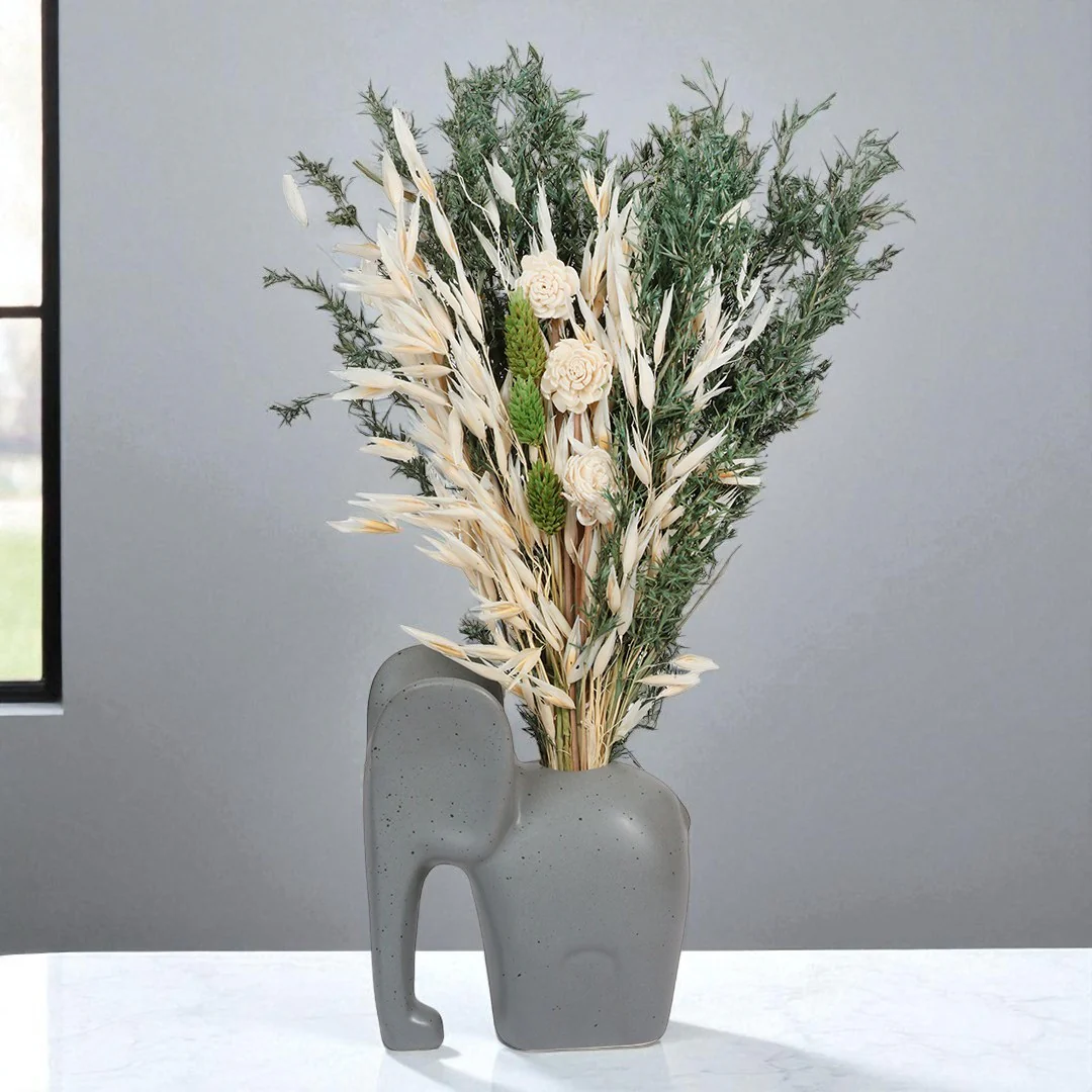 Elephant Vase with Flowers - Image 2