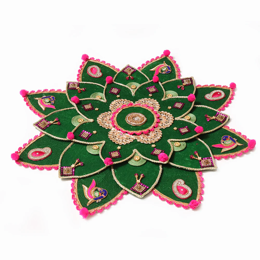 Embellished Green Rangoli Mat - Image 4