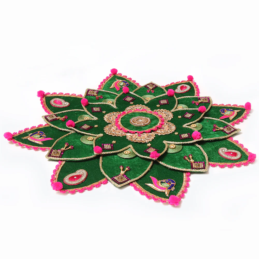 Embellished Green Rangoli Mat - Image 5