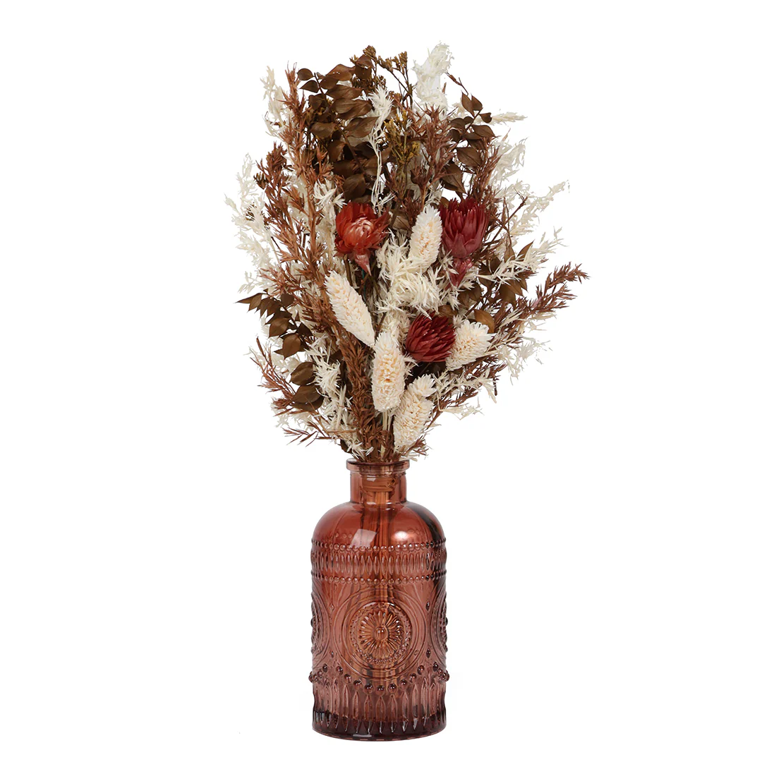 Cocoa Embossed Vase with Flowers - Image 3