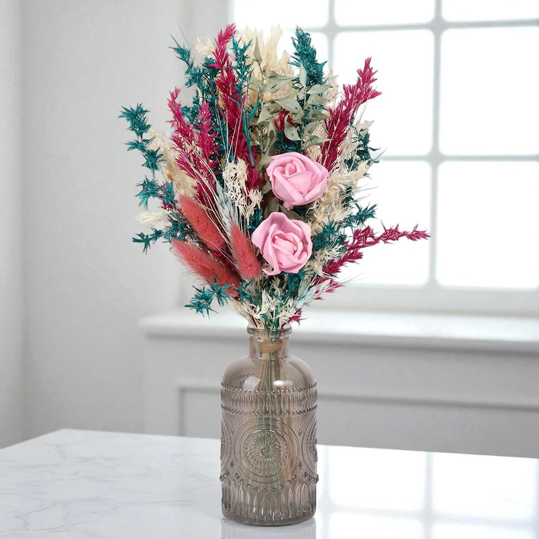 Grayscale Embossed Vase with Flowers - Image 3