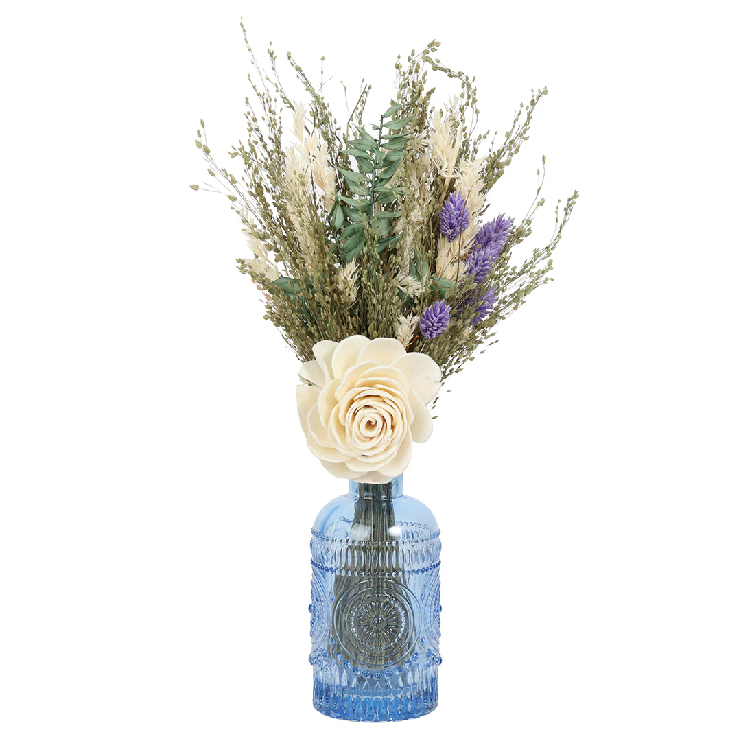 Sky Embossed Vase with Flowers - Image 2