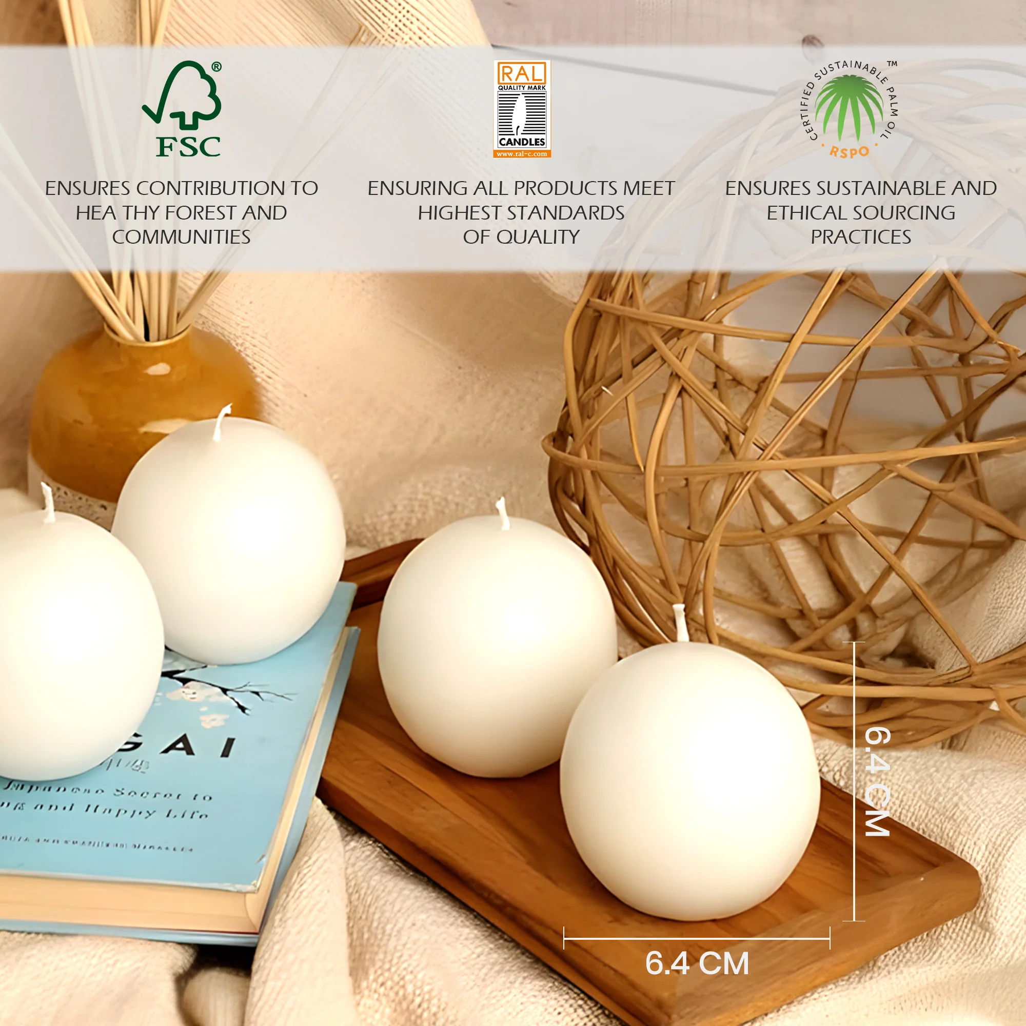 Ball Candles - Pack of 6 - Image 3