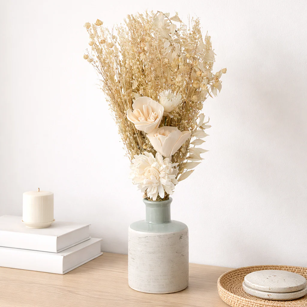 Seabreeze Glass Vase with Flowers