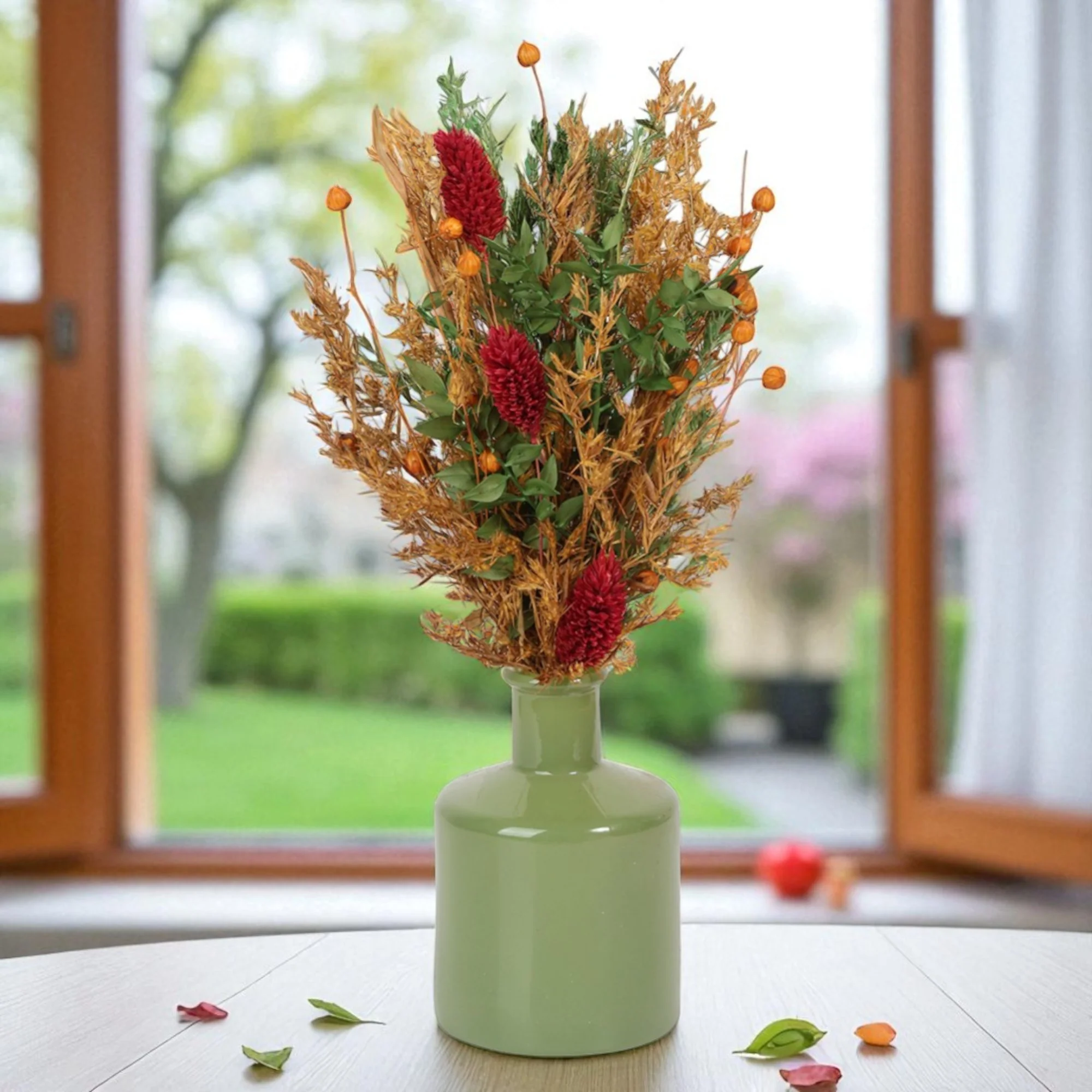 Nature Glass Vase with Flowers - Image 3