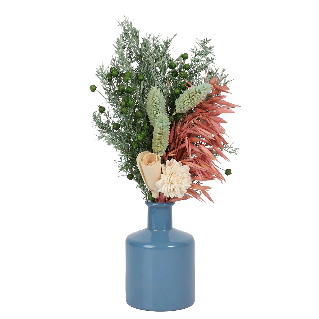 Ocean Glass Vase with Flowers - Image 3