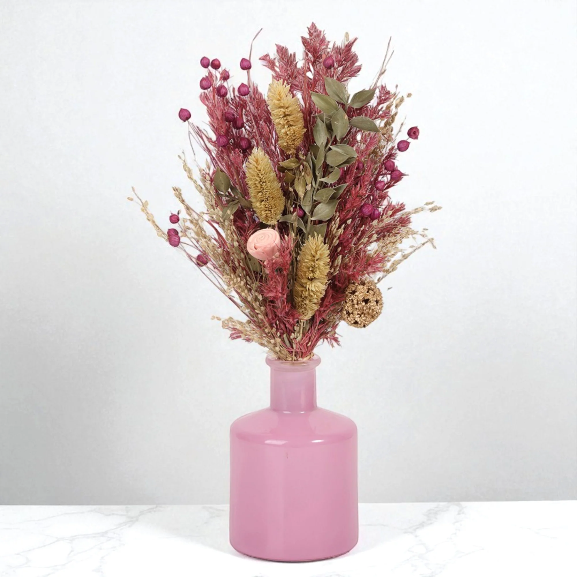 Petal Kiss Glass Vase with Flowers - Image 2