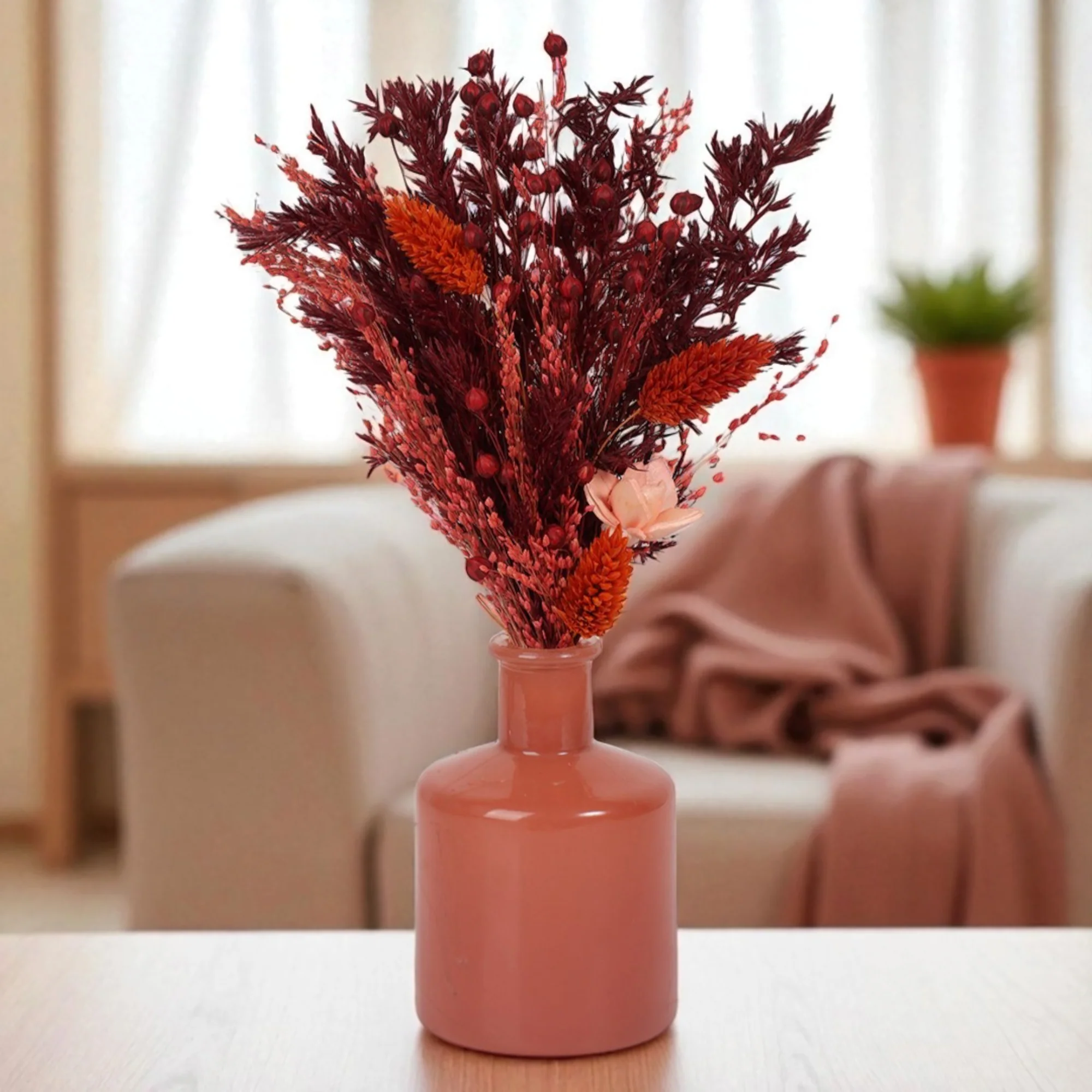 Rose Glass Vase with Flowers