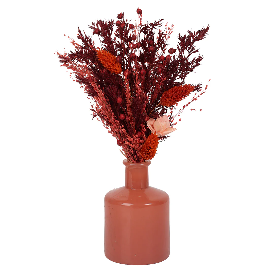 Rose Glass Vase with Flowers - Image 3