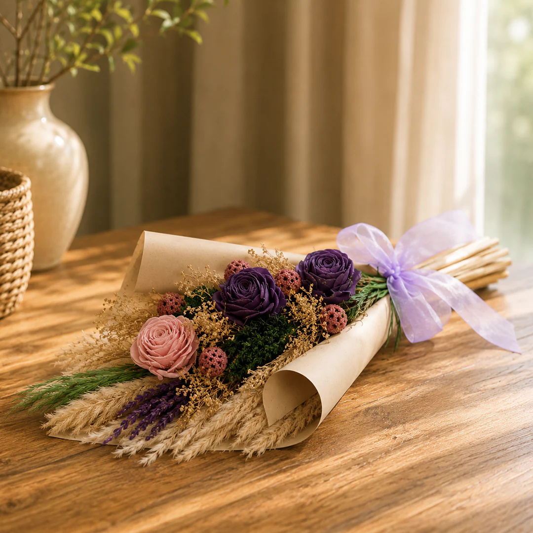 Lavender Hand-Tied Dried Flower Bouquet - Image 2