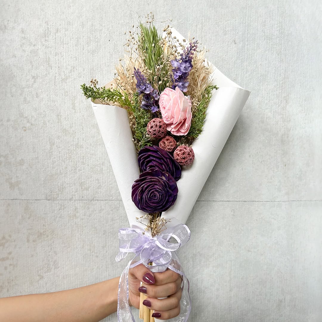 Lavender Hand-Tied Dried Flower Bouquet - Image 3
