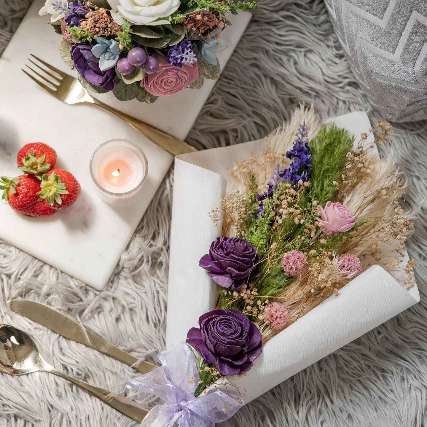 Lavender Hand-Tied Dried Flower Bouquet - Image 4