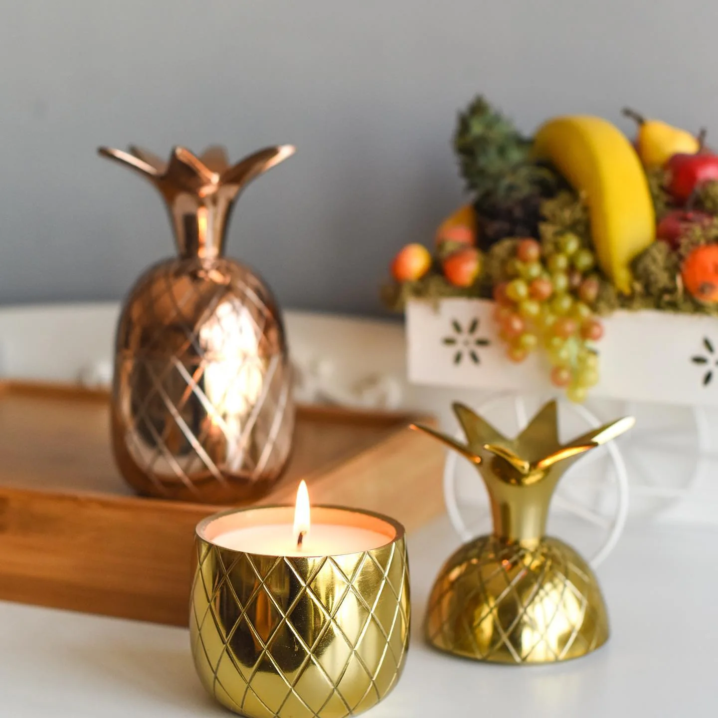 Metal Fruit Candle - Pineapple