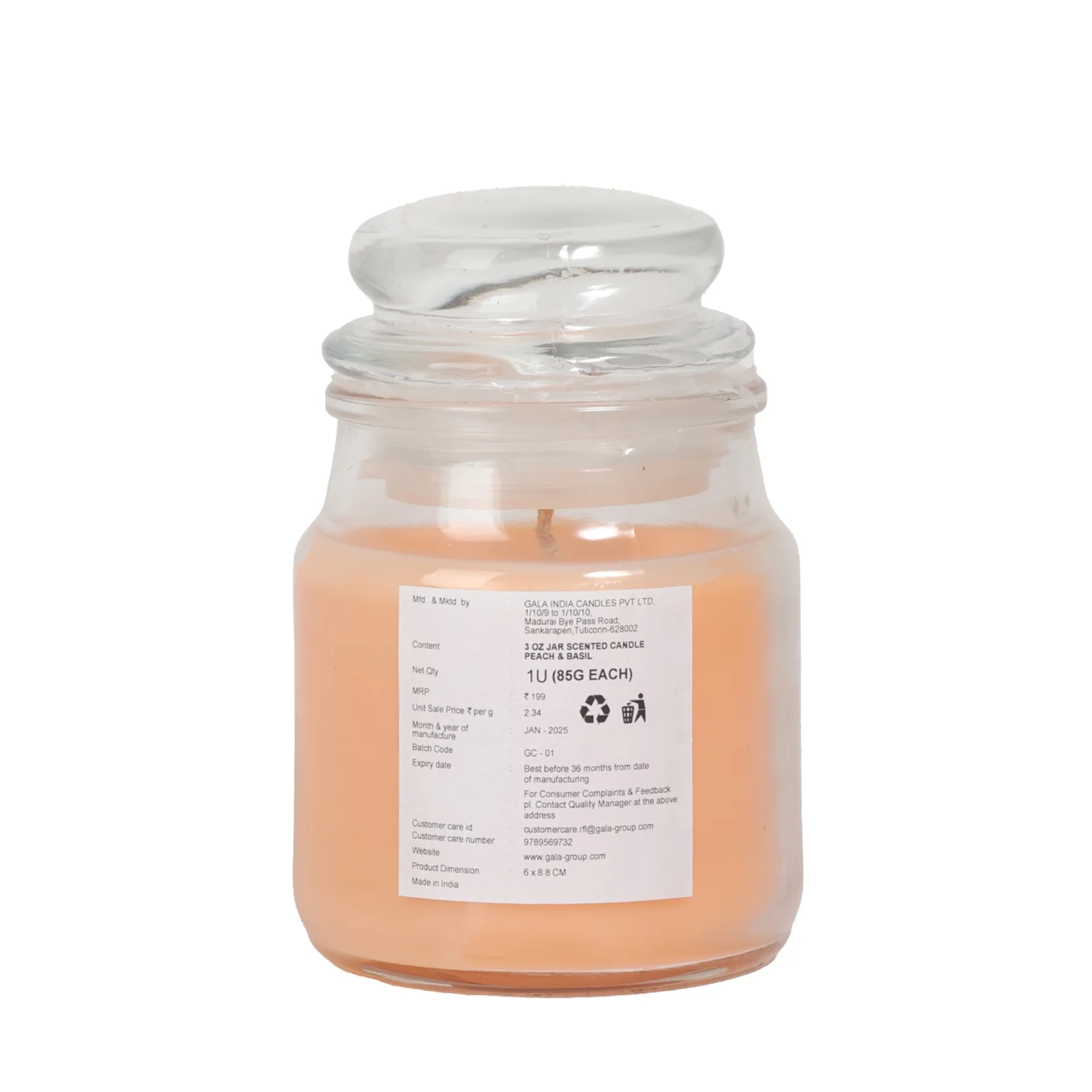 Peach and Basil Mini Jar Candle - Image 2