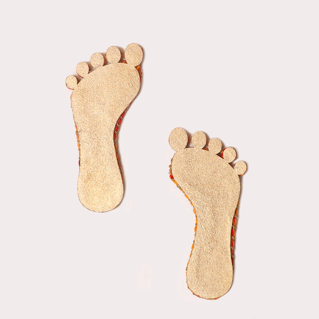 Red Embellished Lakshmi Feet - Image 4