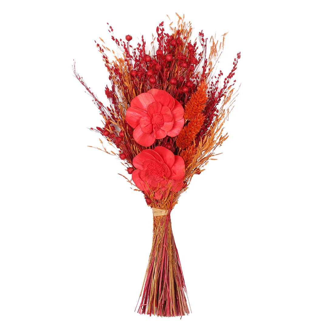 Crimson Blossom Round Vase with Flowers - Image 4
