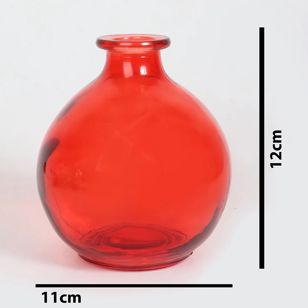 Crimson Blossom Round Vase with Flowers - Image 5
