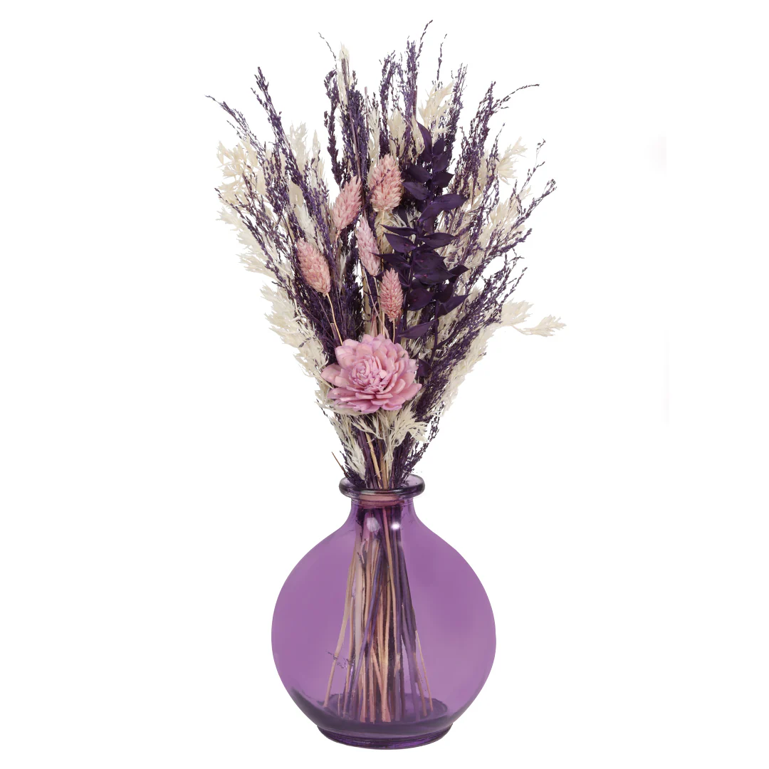 Lilac Grace Round Vase with Flowers - Image 3