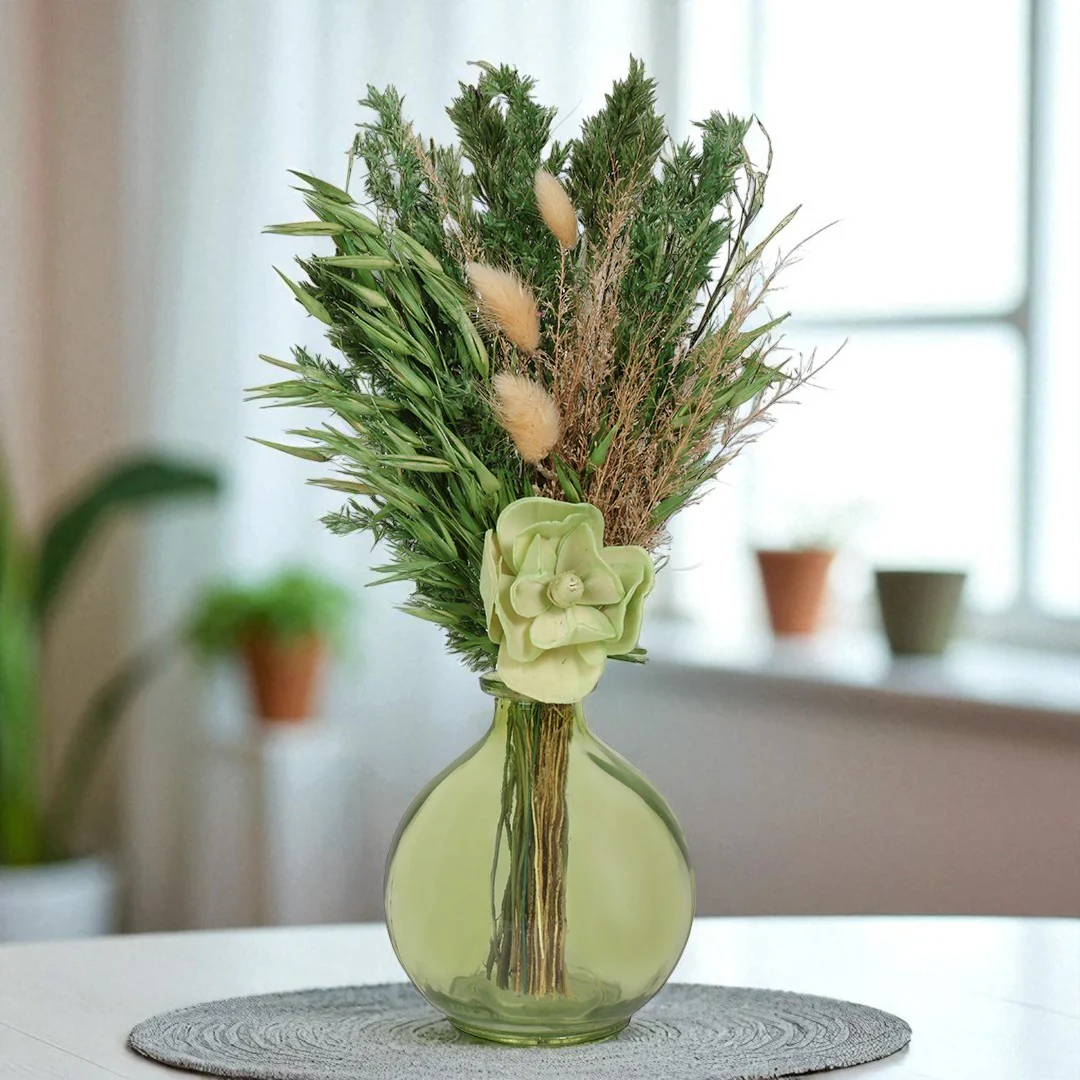 Meadow Glow Round Vase with Flowers - Image 2