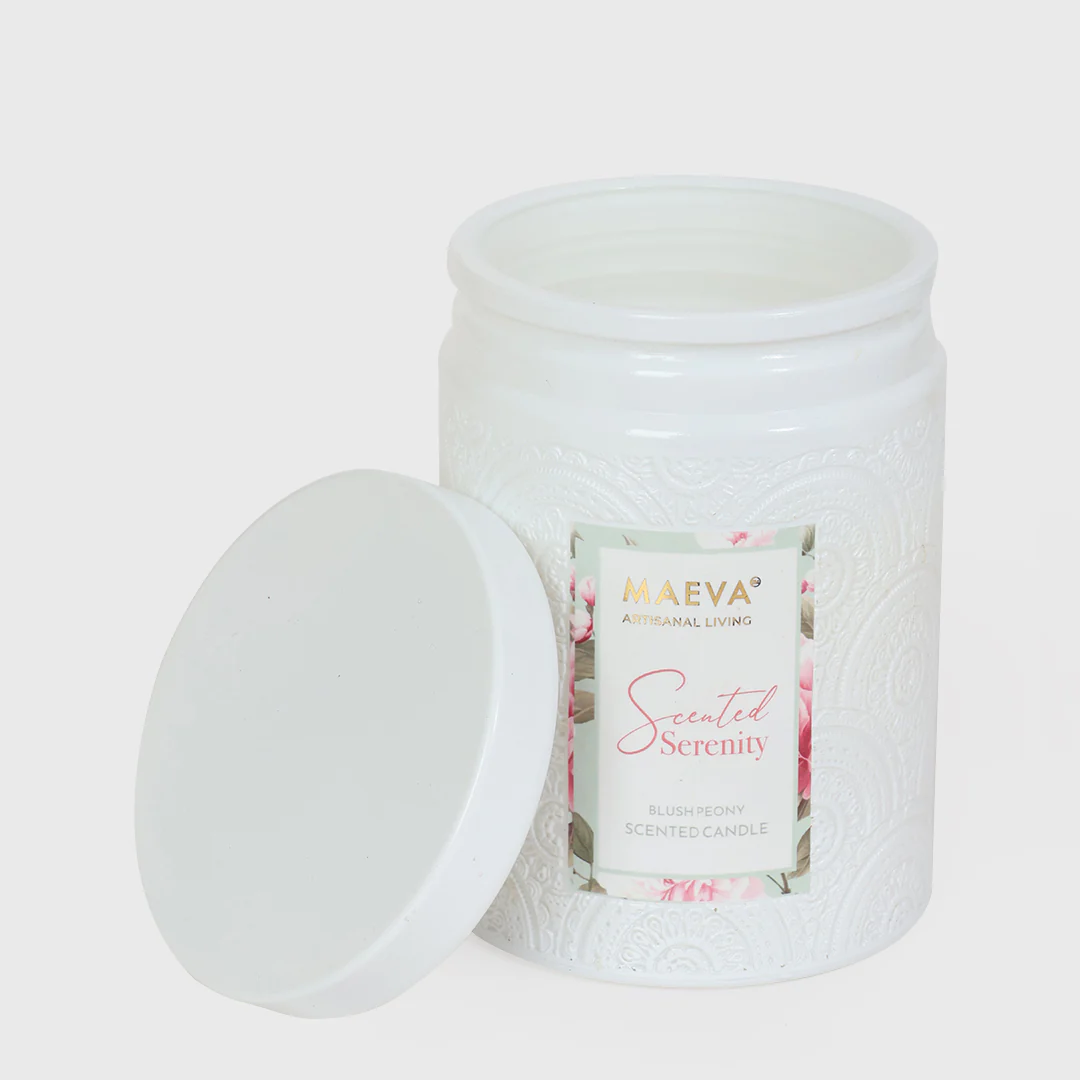 Scented Serenity Embossed Glass Jar Candle - Image 4