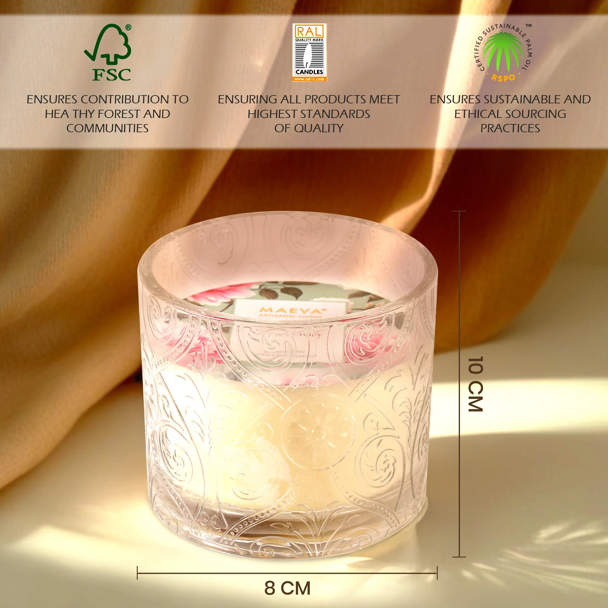 Scented Serenity Hollywood Embossed Glass 2-Wick Candle - Image 4