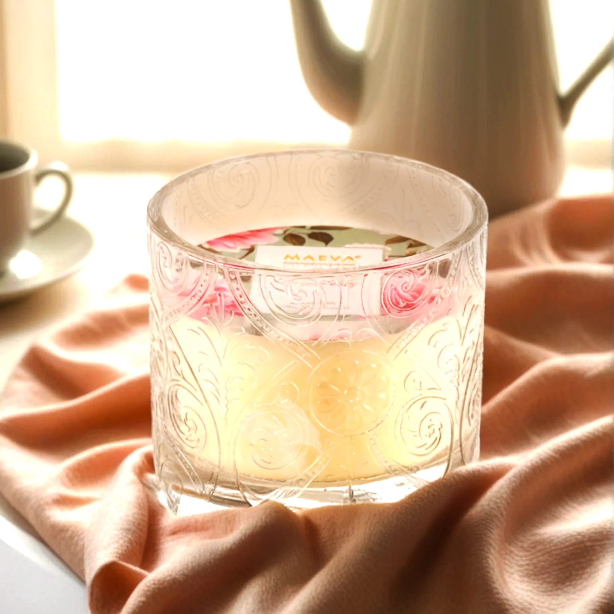 Scented Serenity Hollywood Embossed Glass 2-Wick Candle - Image 5