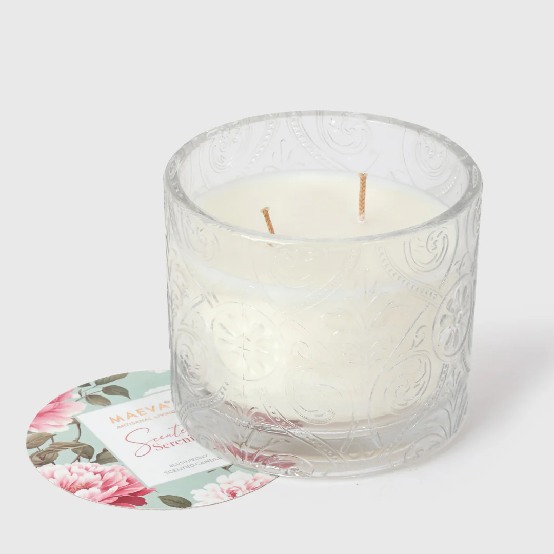 Scented Serenity Hollywood Embossed Glass 2-Wick Candle - Image 9
