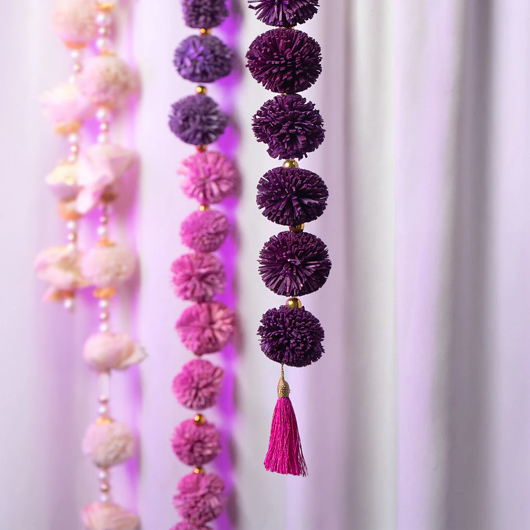 Purple Shola Floral Strings - Set of 2