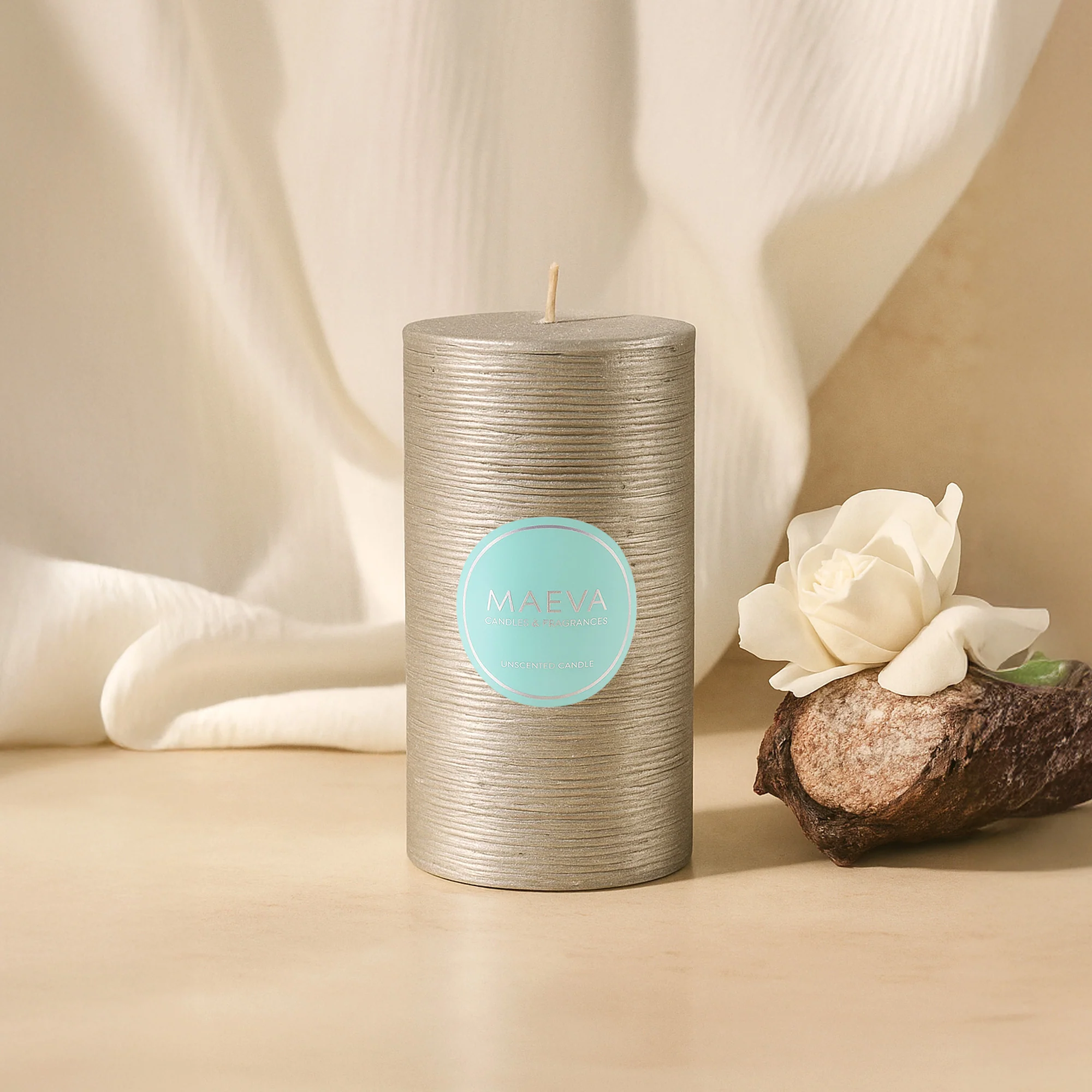 Wedding Flitter Pillar Candle - Silver - Image 4