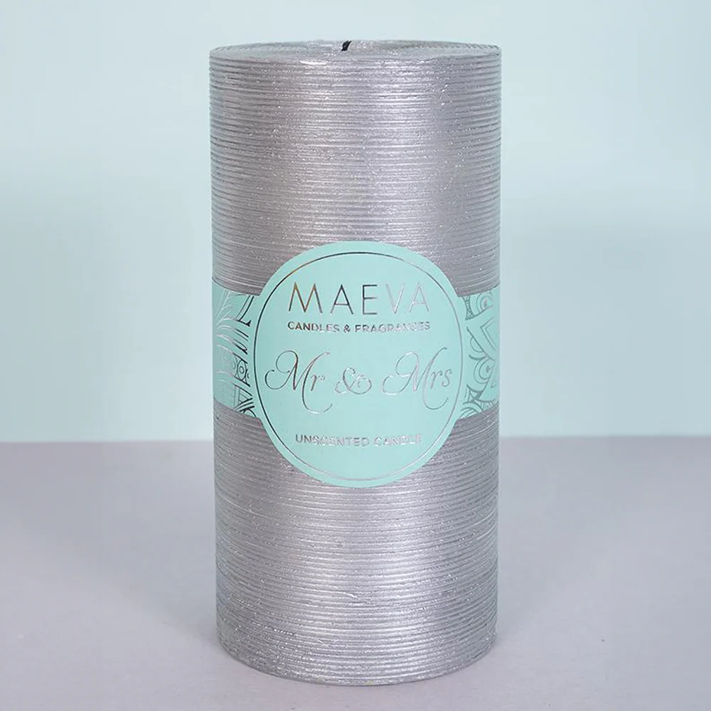 Wedding Flitter Pillar Candle - Silver - Image 5