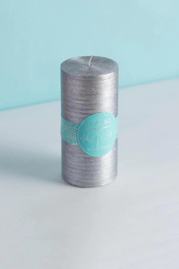 Wedding Flitter Pillar Candle - Silver - Image 6