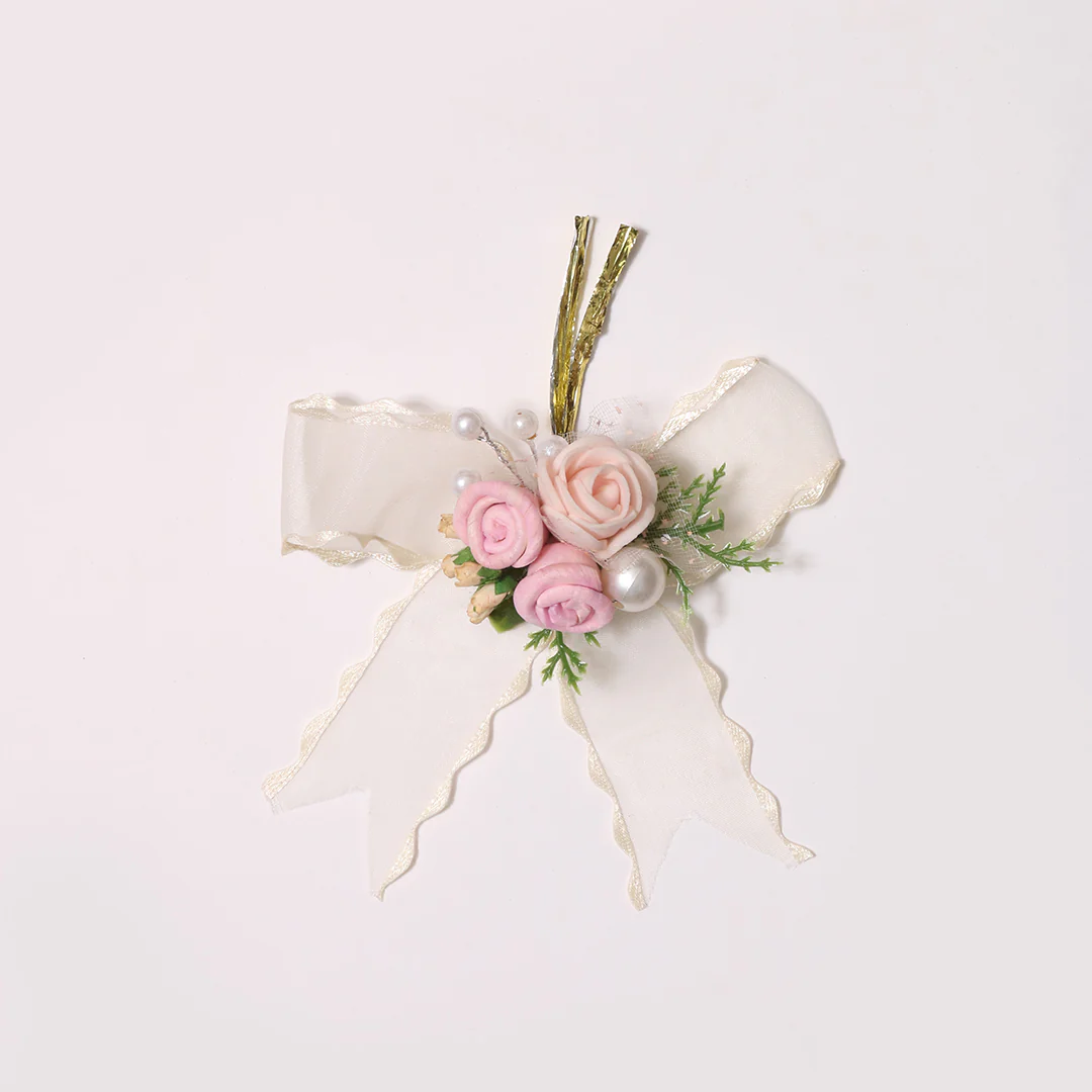 White Floral Gift Embellishment - Image 2