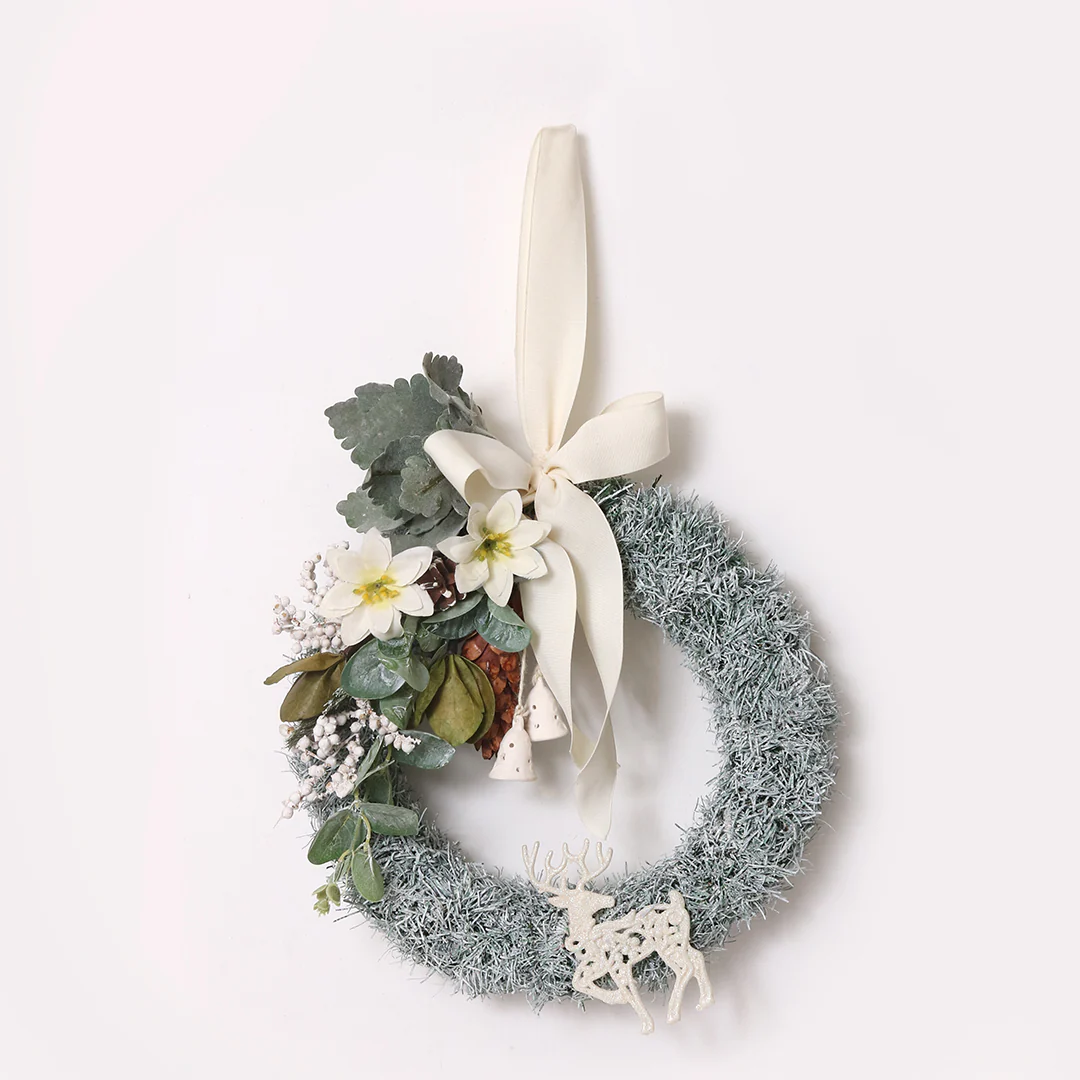 White Ornament Christmas Wreath - Image 3