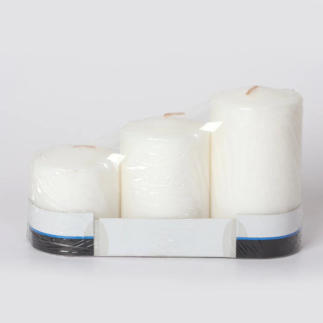 White Pillar Candle - Set of 3(BOGO) - Image 3